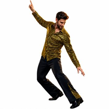 Déguisement Disco doré à sequins pour homme - Taille au choix