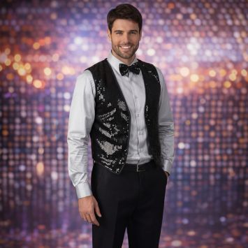 Kit de déguisement Disco à sequins pour homme - Couleur au choix