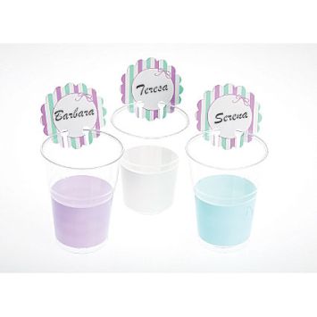 12 Marque verre Violet et Menthe  diamètre 6 cm