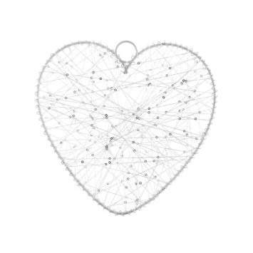 Cœur Métal Blanc - 25 cm