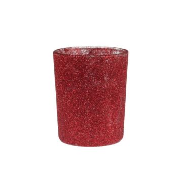 Photophore en Verre Pailleté - Rouge