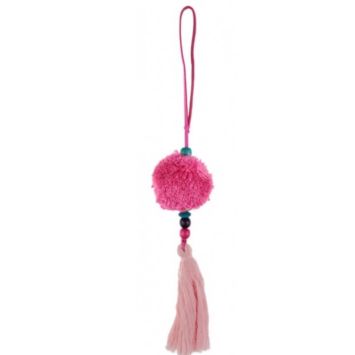 Suspension à Pompons - Rose