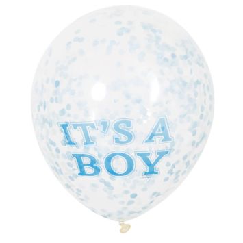 6 Ballons "It's a boy" à confettis