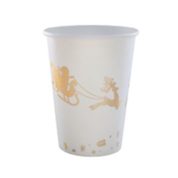 Sachet de 10 Gobelets - Traîneau - Noël Or Métallisé