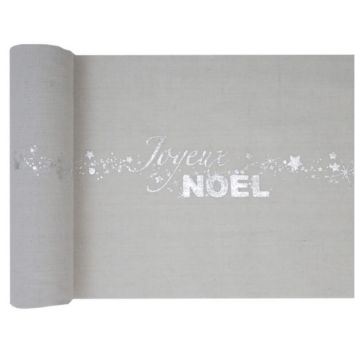 Chemin de Table "Joyeux Noël" - Noël Argent Métallisé
