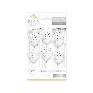 6 ballons à confettis en latex - 30 cm - Couleur au choix