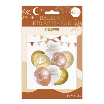 Lot de ballons "Eid Mubarak" dorés et pastels pour l’Aïd | jourdefete.com
