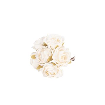 6 roses sur tige - 10 x 9 cm - Couleur au choix