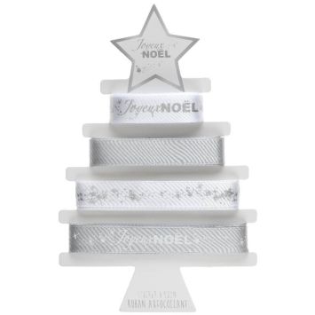 Rubans Autocollants - Joyeux Noël - Noël Argent Métallisé
