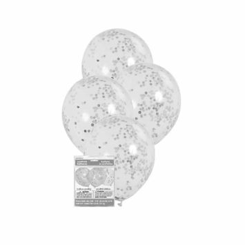 6 Ballons à Confettis - Argent