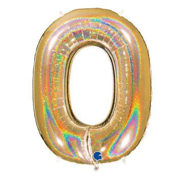 Ballon géant - Or Holographique - 100 cm - Chiffre au Choix