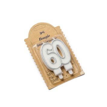 Bougie 60 Ans Pailleté Argent