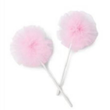Sachet de 2 Pompons de Tulle sur Pic - Rose