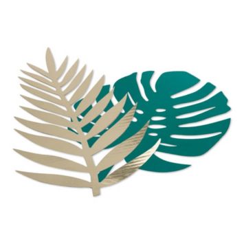 Sachet de 6 feuilles tropicales - Vert et Or