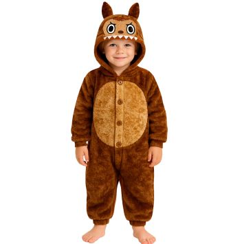 Déguisement enfant monstre brun inspiration Labubu avec capuche | jourdefete.com