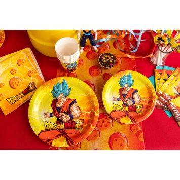 8 assiettes en carton FSC® - Diamètre 18 cm - Dragon Ball Super ®