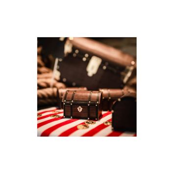 8 contenants Coffre au trésor - Pirate Kraft, Noir & Or - 8 cm