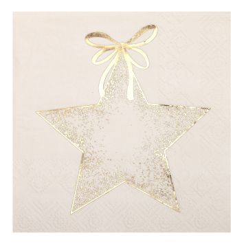 Serviettes de Noël de couleur ivoire de 25 x 25 cm de la collection Ornement Etincelant | jourdefete.com