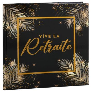 Livre d’or Vive la Retraite noir et or décoration fête retraite | jourdefete.com
