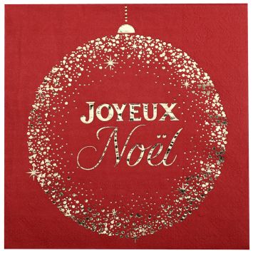 10 serviettes "Joyeux Noël" en papier - Noël - 33 x 33 cm - Collection Noël Étincelant - Couleur au choix