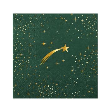 20 serviettes cocktail en papier - Noël - 25 x 25 cm - Collection Étoile Filante - Couleur au choix