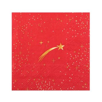 20 serviettes cocktail en papier - Noël - 25 x 25 cm - Collection Étoile Filante - Couleur au choix