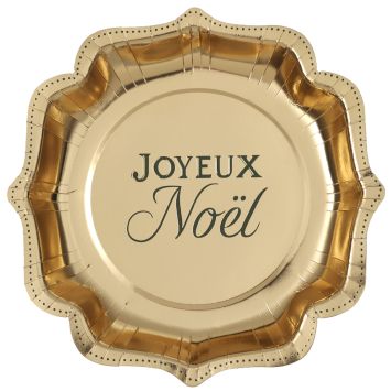 10 assiettes "Joyeux Noël" en carton - Noël - 21 x 21 cm - Collection Noël Étincelant - Couleur au choix