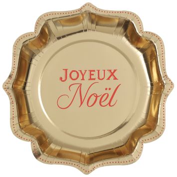 10 assiettes "Joyeux Noël" en carton - Noël - 21 x 21 cm - Collection Noël Étincelant - Couleur au choix
