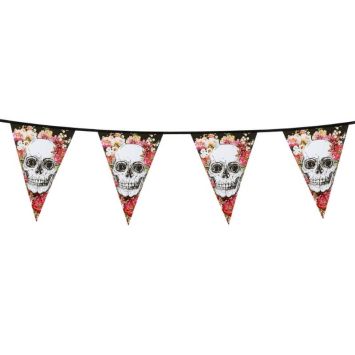 Guirlande en Plastique - 6 mètres - Crâne et Fleurs