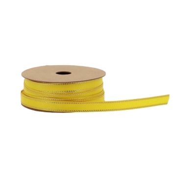 Ruban avec liseré doré en tissu - 1 cm x 5 m - Couleur au choix