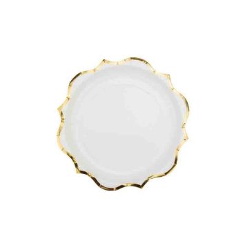 8 assiettes en carton avec dorure - Diamètre 23 cm - Couleur au choix