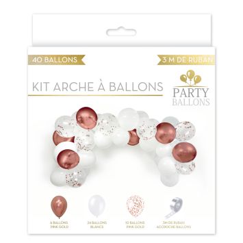 Kit arche à ballons - 40 ballons en latex - Rose Gold