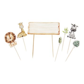 7 décorations pour gâteau - Collection Animaux de la Savane