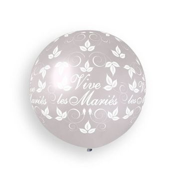 Ballon géant rond argent vive les mariés | jourdefete.com