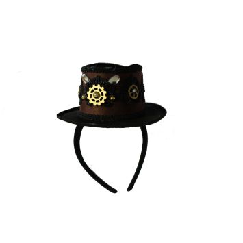 Serre-tête steampunk petit chapeau avec rouages.