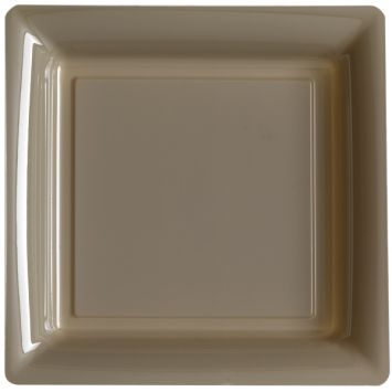 12 Assiettes Carrées en Plastique - Taupe