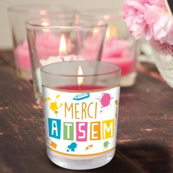 Bougie Verre - Merci ATSEM - Senteur Cerise 