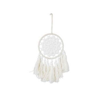 Attrape rêves Macramé et Pompons Blanc|JOURDEFETE.COM