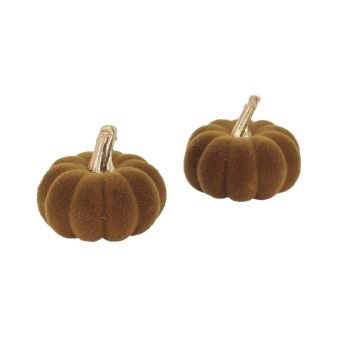 2 citrouilles d'automne en velours - 6 x 5 cm - Collection Promenade d'Automne - Couleur au choix