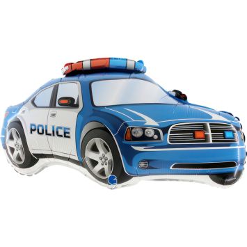 Ballon voiture de police bleue 34 pouces pour fête d’enfant dynamique | jourdefete.com