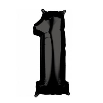 Ballon en aluminium en forme de chiffre - Noir - 66 cm - Chiffre au choix