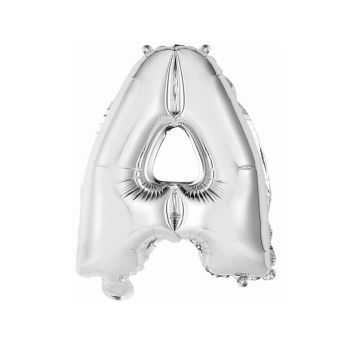 ballon metal a air couleur argent lettre au choix | jourdefete.com