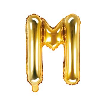 Ballon métallisé en mylar en forme de lettre - Or - 35 cm - Lettre au choix