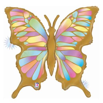 ballon aluminium papillon irisé de 84 cm | jourdefete.com