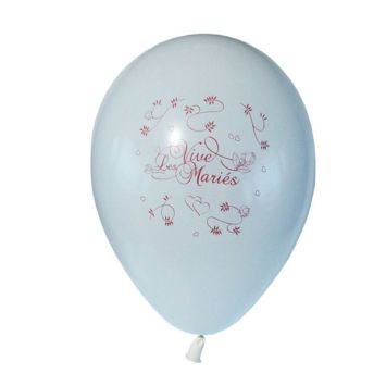 10 Ballons Vive les Mariés Couleur Blanc 