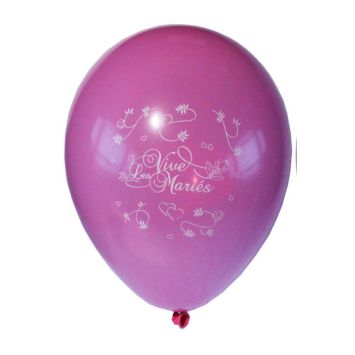 10 Ballons Vive les Mariés Couleur Rose Fuschia 