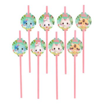Lot de 8 pailles en papier avec personnages Bangoberry pour anniversaire enfant | jourdefete.com