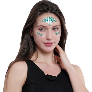 Bijoux adhésifs pour visage - Diadème Bleu