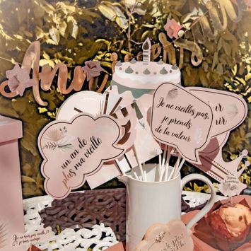 Kit photobooth 13 pièces - Collection Boho Blush et Or