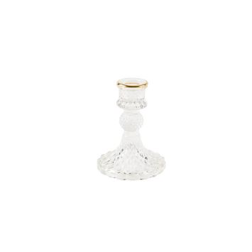 Bougeoir Garance- Verre Transparent et Liseré Or 